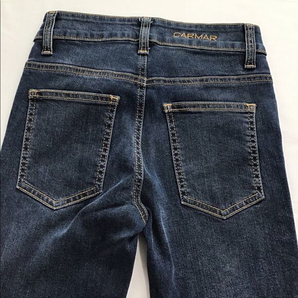 CARMAR Blue Bell Bottom Denim Jeans New Size 24 - Picture 4 of 11